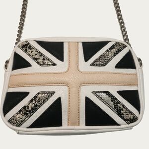 Twiggy LONDON. Union Jack Neutral  Black Crossbody Bag